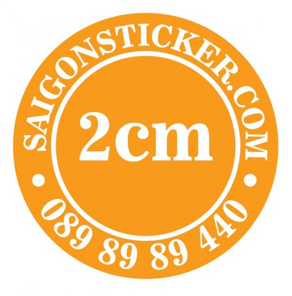 Tem tròn 2cm, decal nhựa chống nước