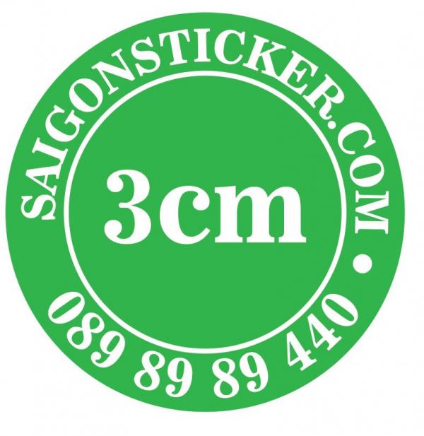 Tem 3cm, decal nhựa chống nước